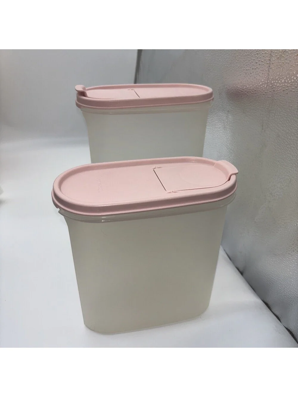Vntg Tupperware L. Pink, Cereal Storage Flip Top #3 (7.25 Cups), #4 (9 3/4 Cups)